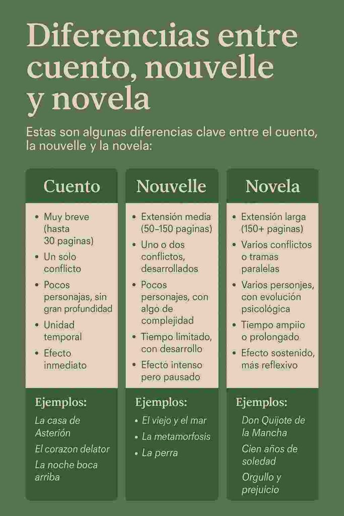 Cuadro diferencias cuento novela y nouvelle
